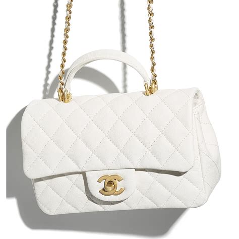 white chanel top handle bag|chanel white bag with handle.